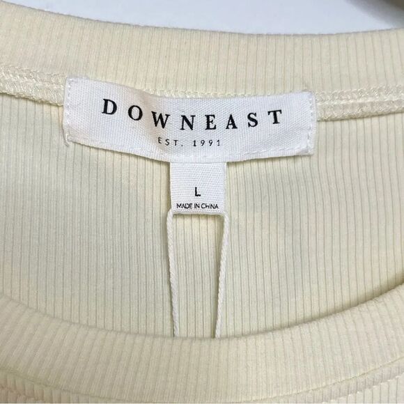 DownEast Maggi Ribbed Tee Short Sleeve Bone White Size Large - Picture 4 of 5